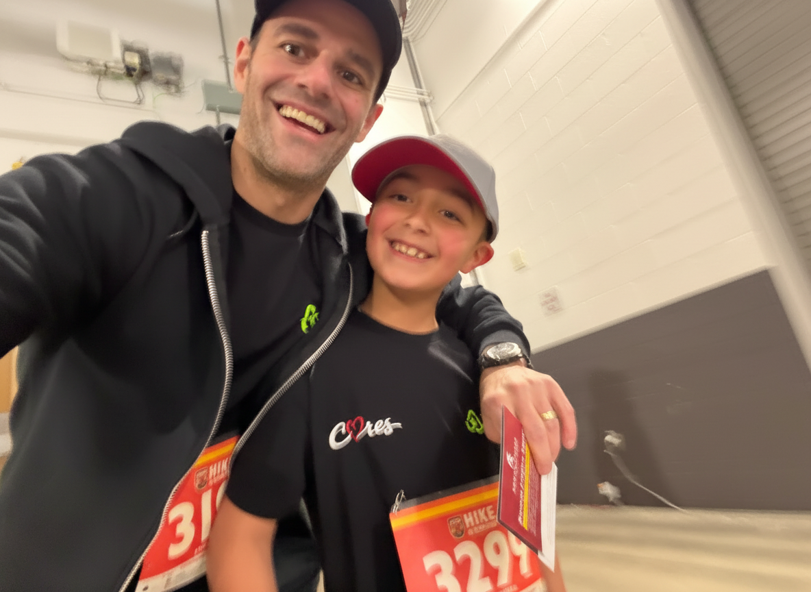Techbros® founder Sarkes and son at Cardinals Climb race supporting Arizona community