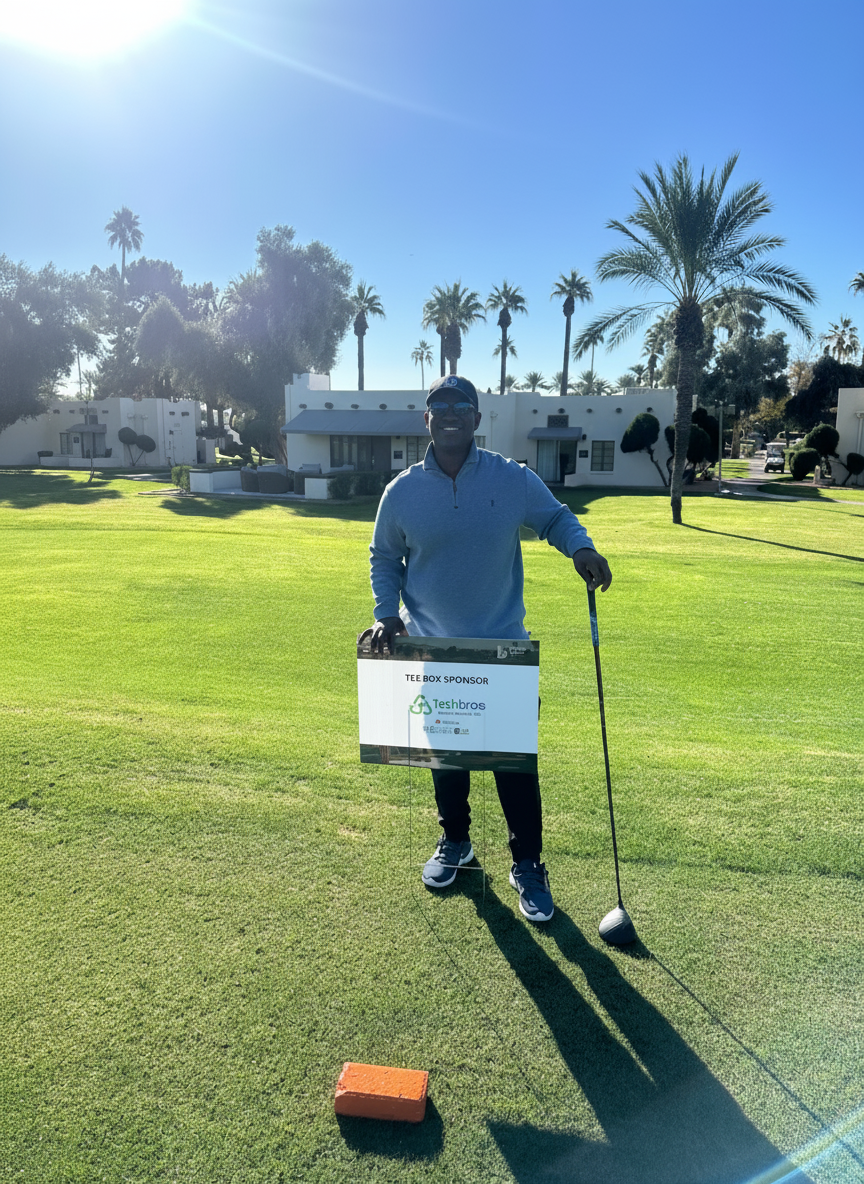 Techbros® ITAD services tee box sponsor at charity golf tournament in Arizona